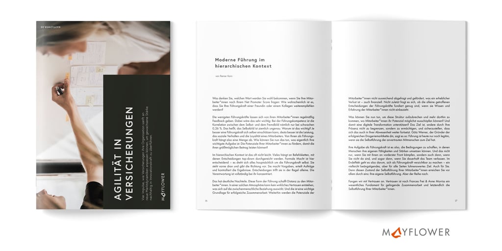 Das Whitepaper Agilität in Versicherungen als ausgedrucktes Magazin Das Whitepaper Agilität in Versicherungen als ausgedrucktes Magazin